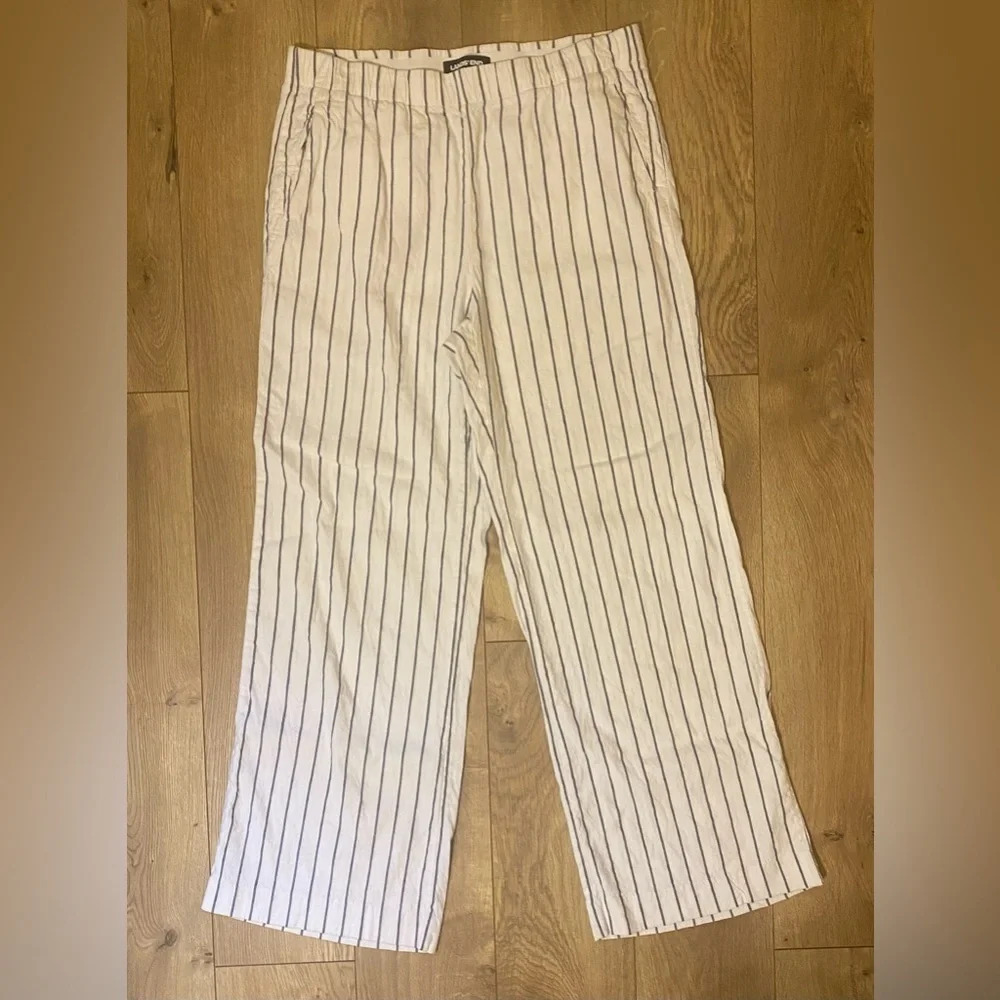 LANDS’ END | Linen Mid-rise Wide Leg pants | 6P [A1]